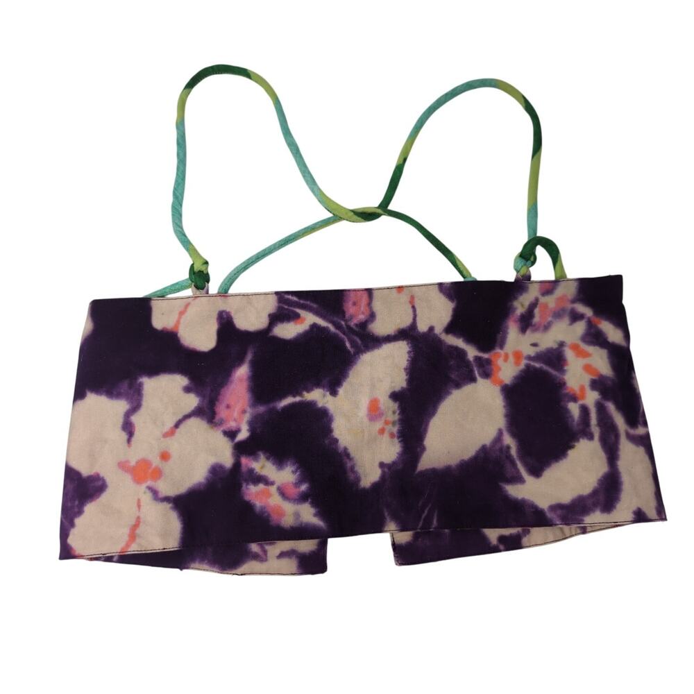 Zara Floral Dyed Cropped Top Purple Crisscross‎ Straps Y2K Summer Festival